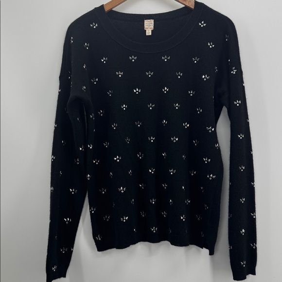 Maison Jules Sweaters - Maison Jules 100% Cashmere Black Sparkly‎ Scoop Neck Sweater Large